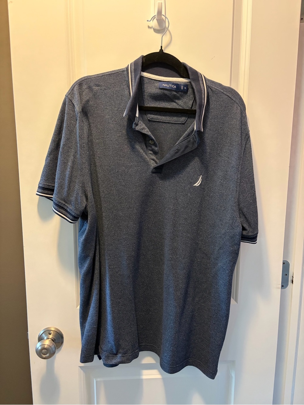 Nautica Heathered Navy Polo with Contrast Trim